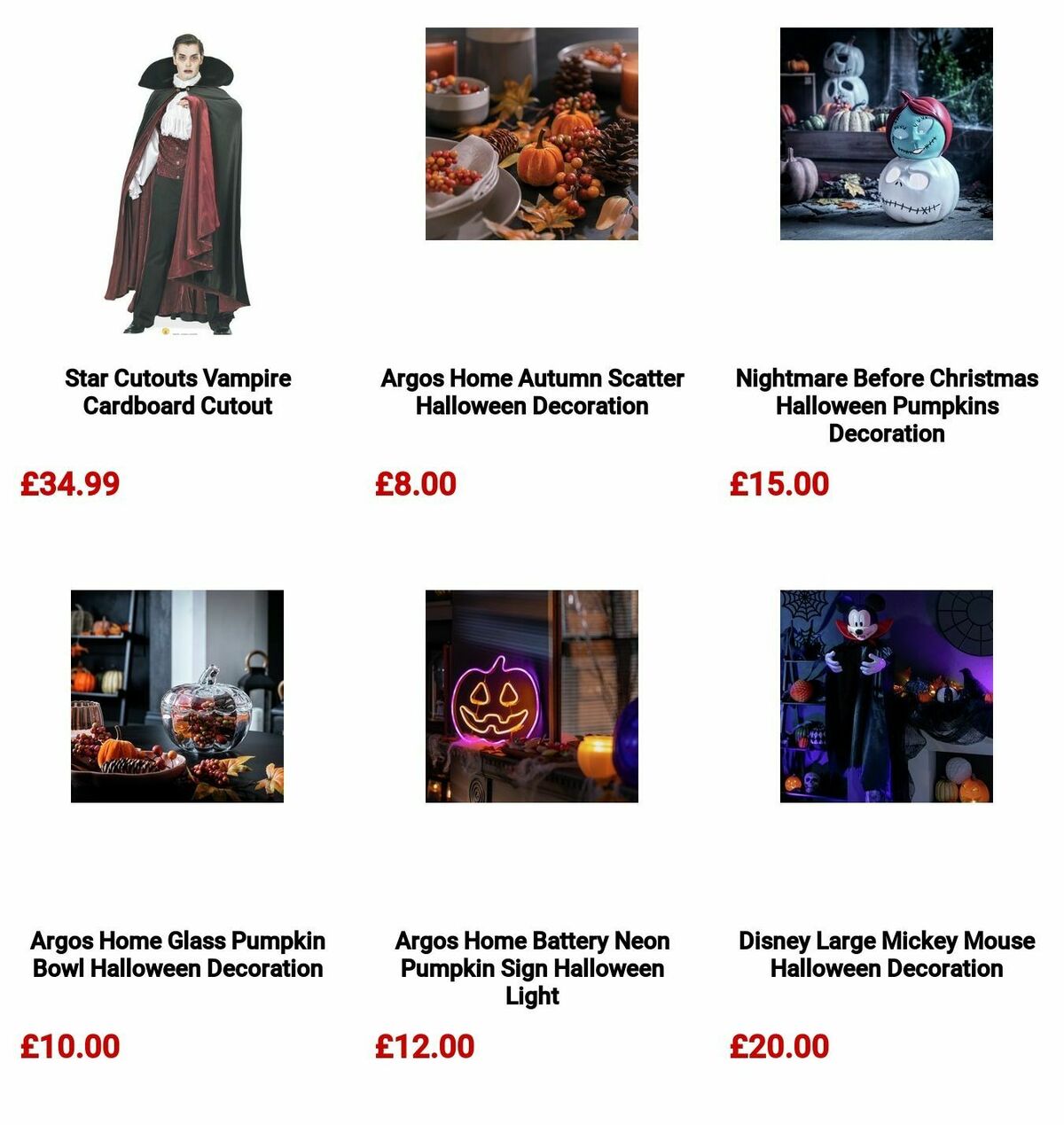 Argos Halloween Offers from 7 October