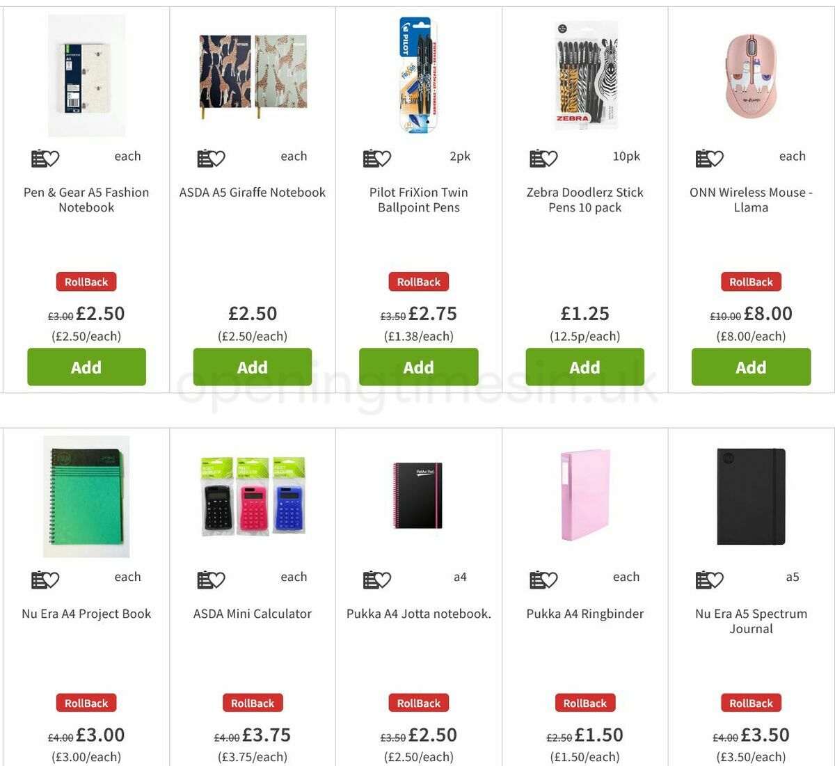 ASDA Back to School Offers from 19 August