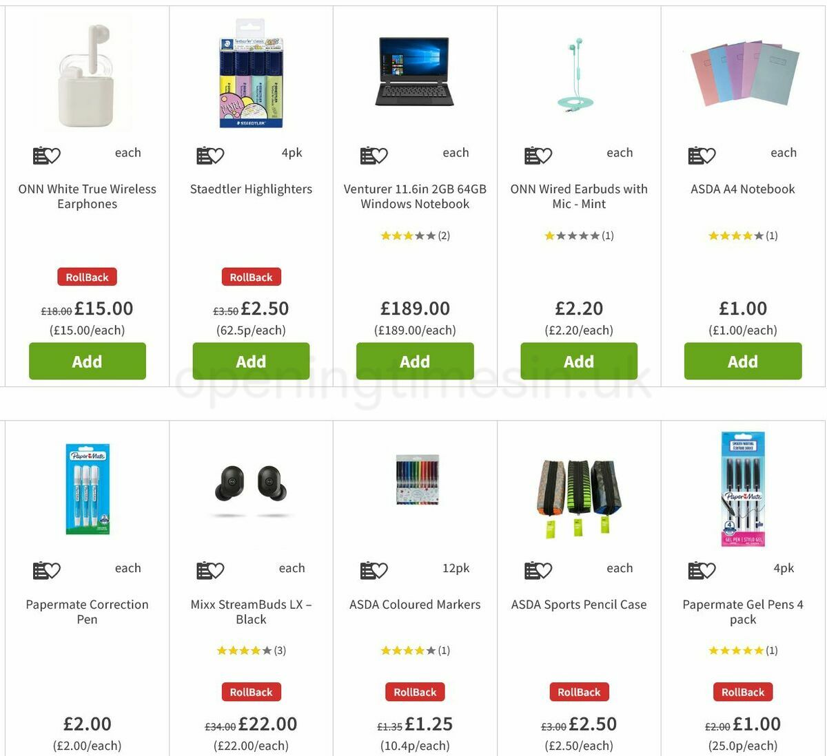 ASDA Back to School Offers from 19 August