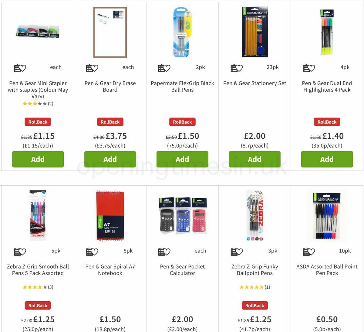 ASDA Back to School Offers from 19 August