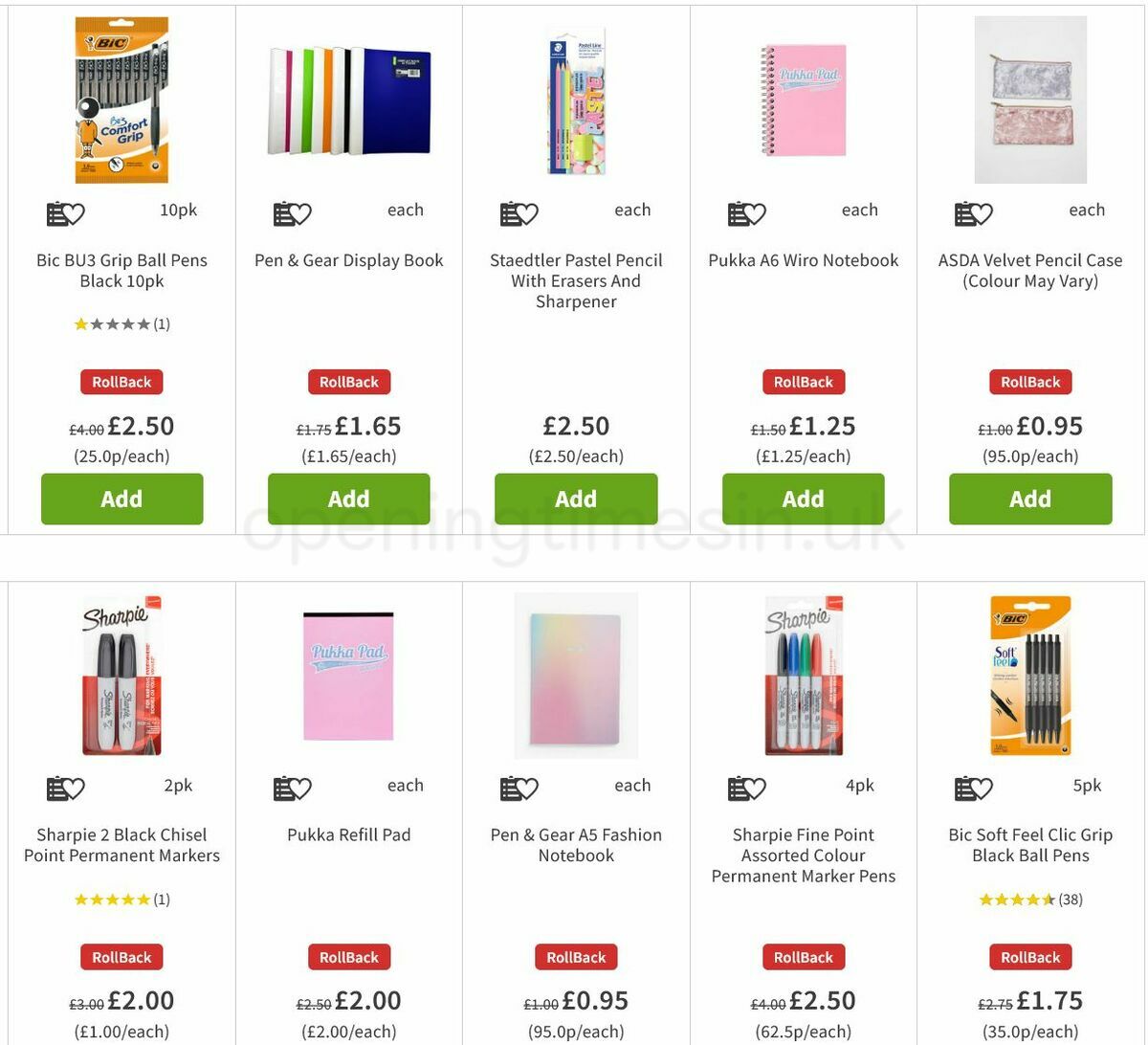 ASDA Back to School Offers from 19 August