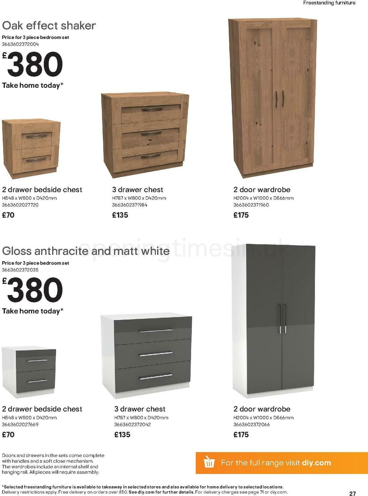 B&Q Indoor Furniture Offers from 10 November