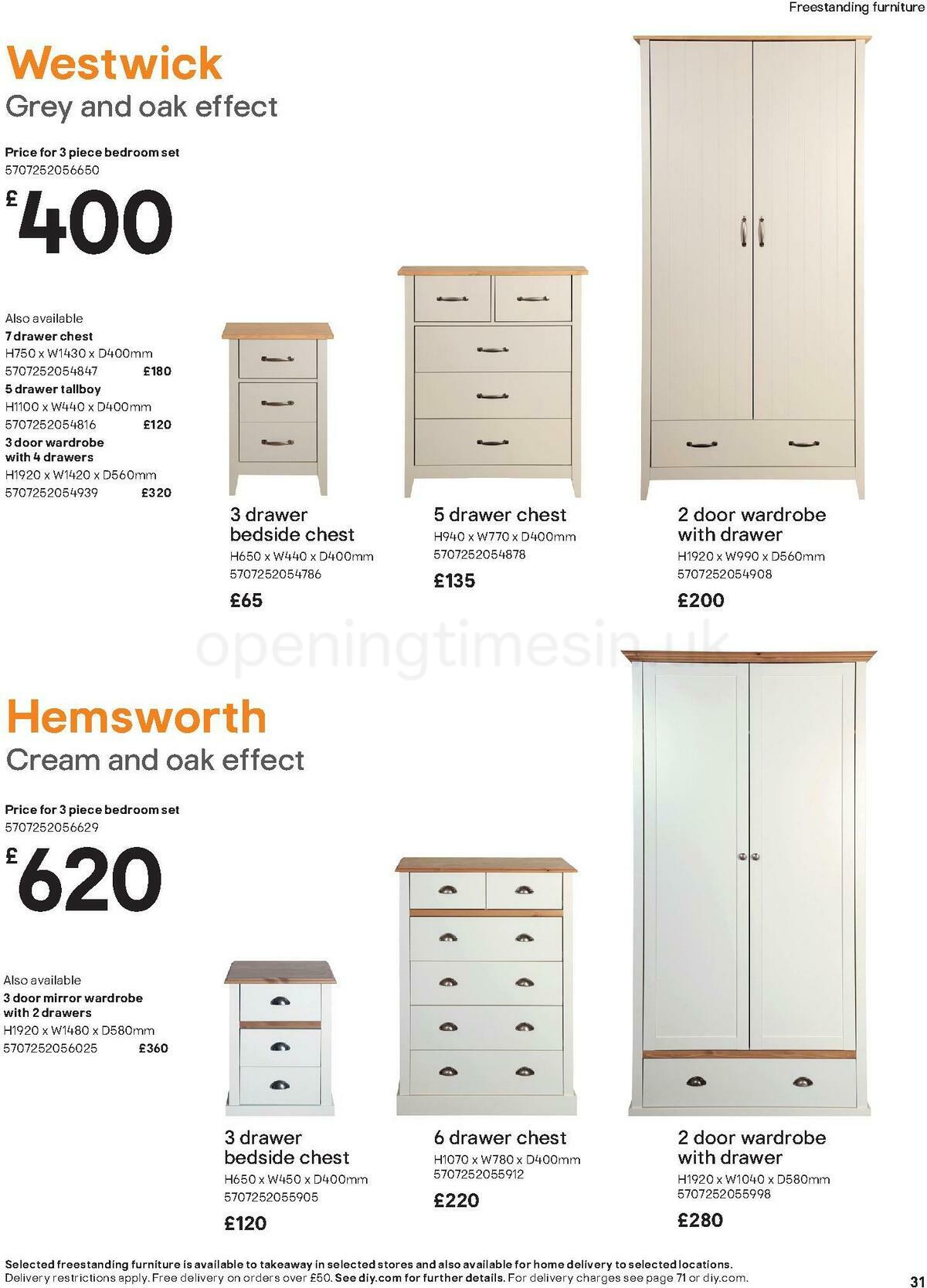 B&Q Indoor Furniture Offers from 10 November