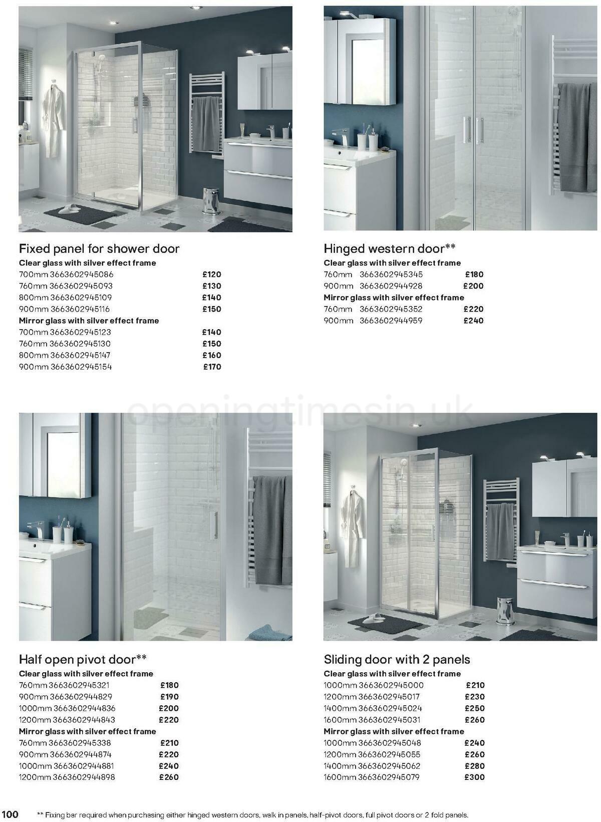 B&Q Bathroom Collections Offers from 1 November