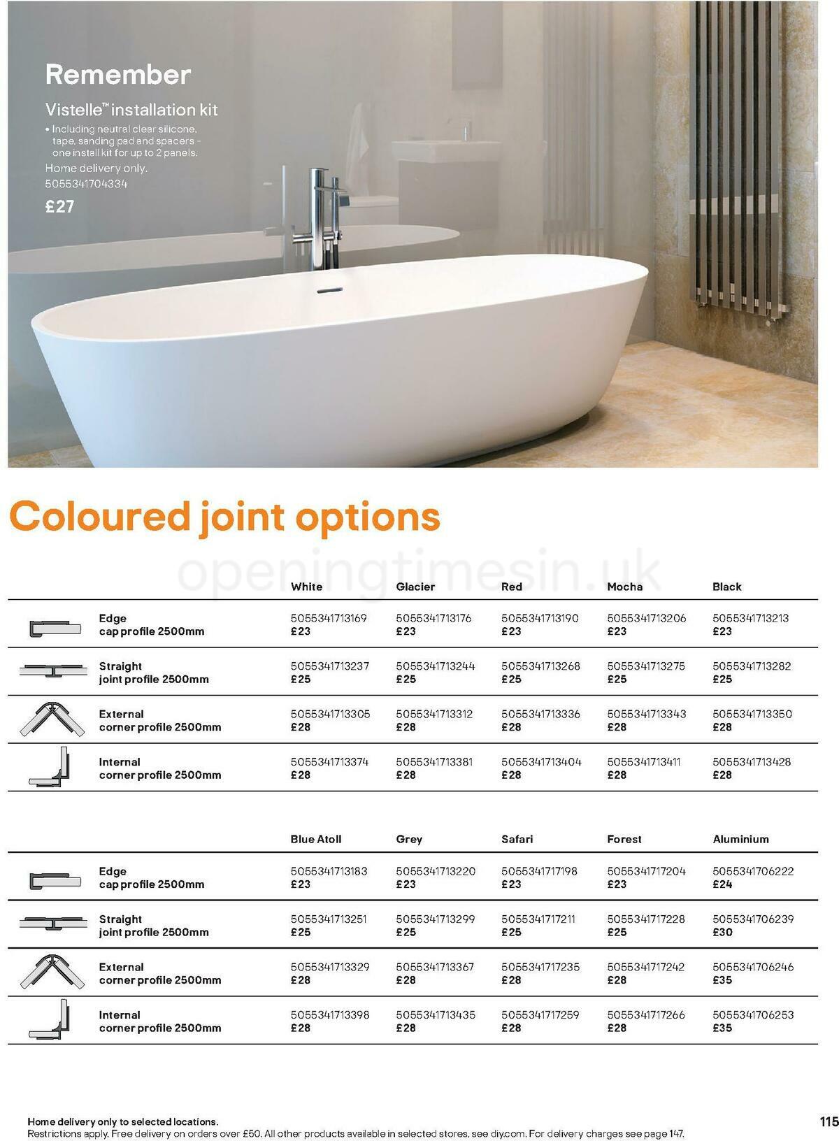 B&Q Bathroom Collections Offers from 1 November