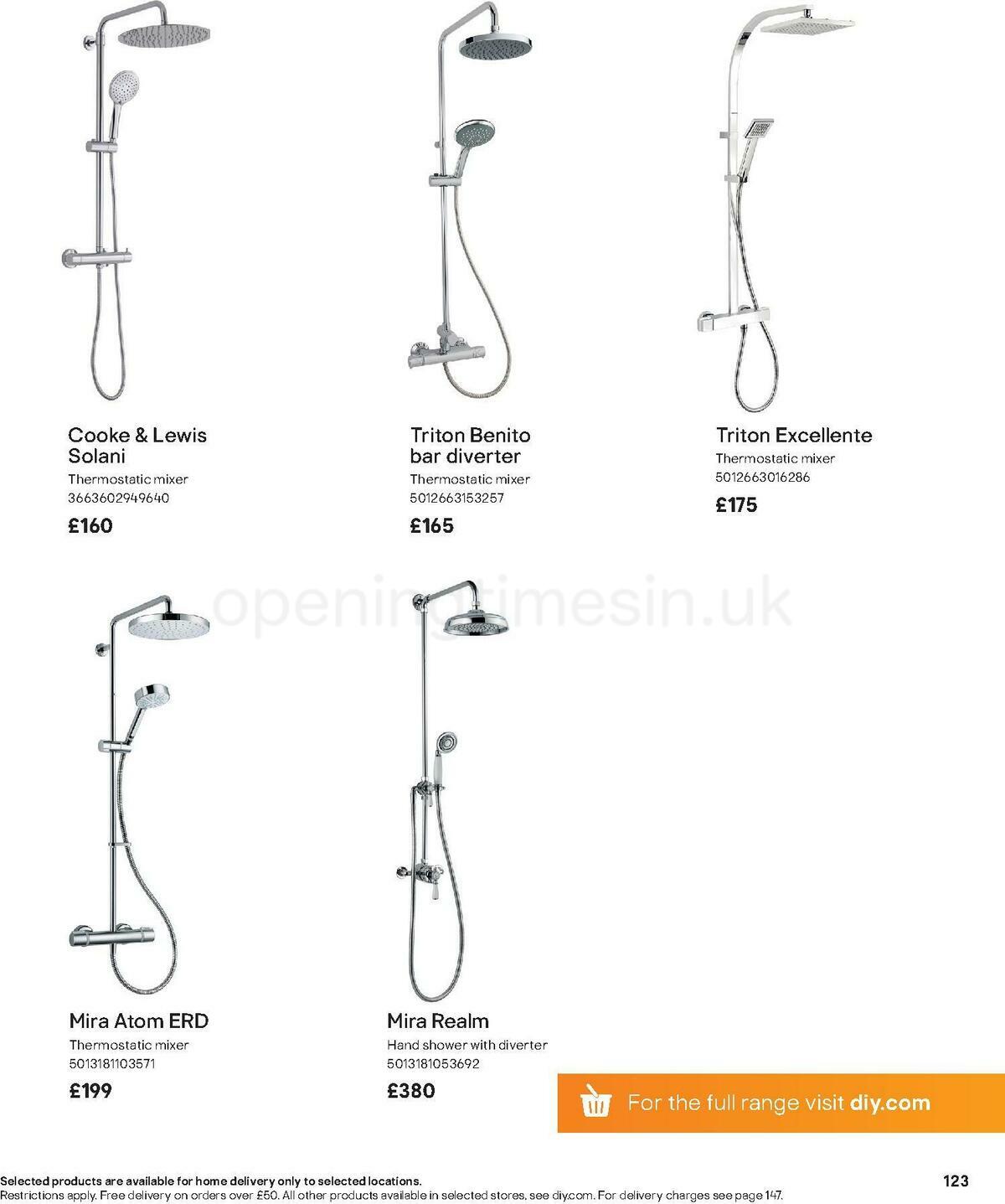 B&Q Bathroom Collections Offers from 1 November