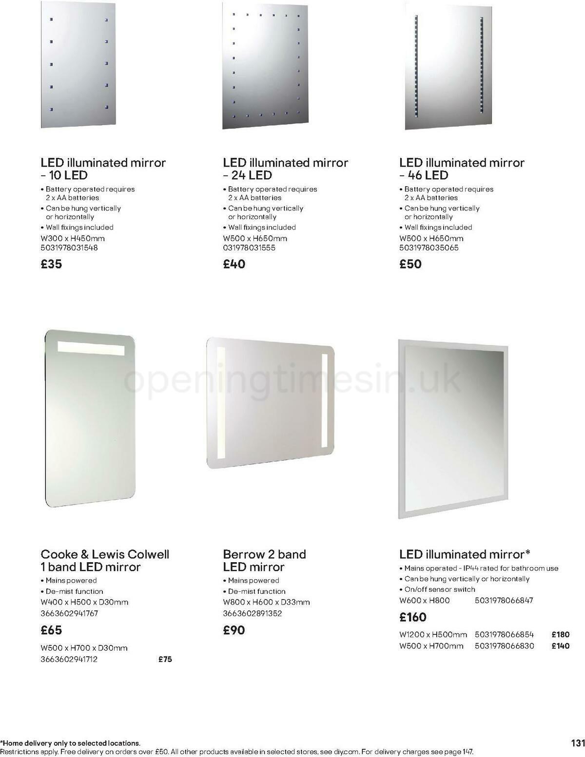 B&Q Bathroom Collections Offers from 1 November