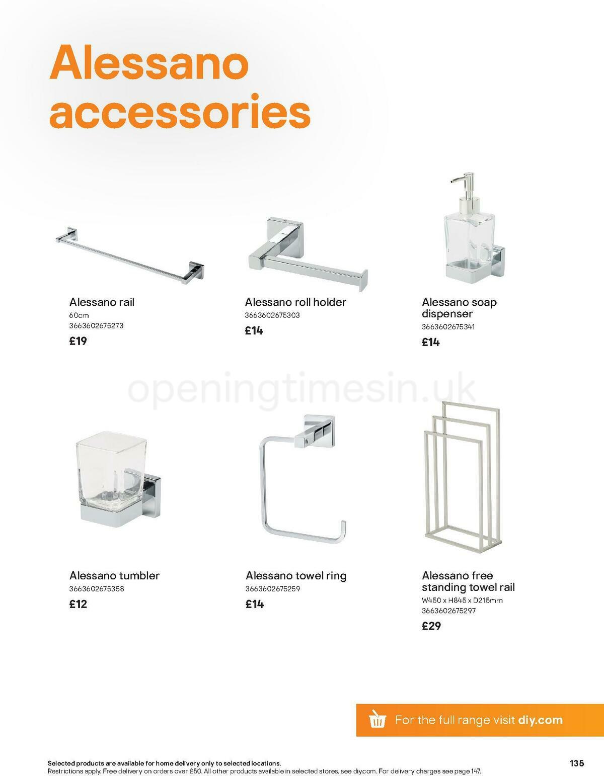 B&Q Bathroom Collections Offers from 1 November