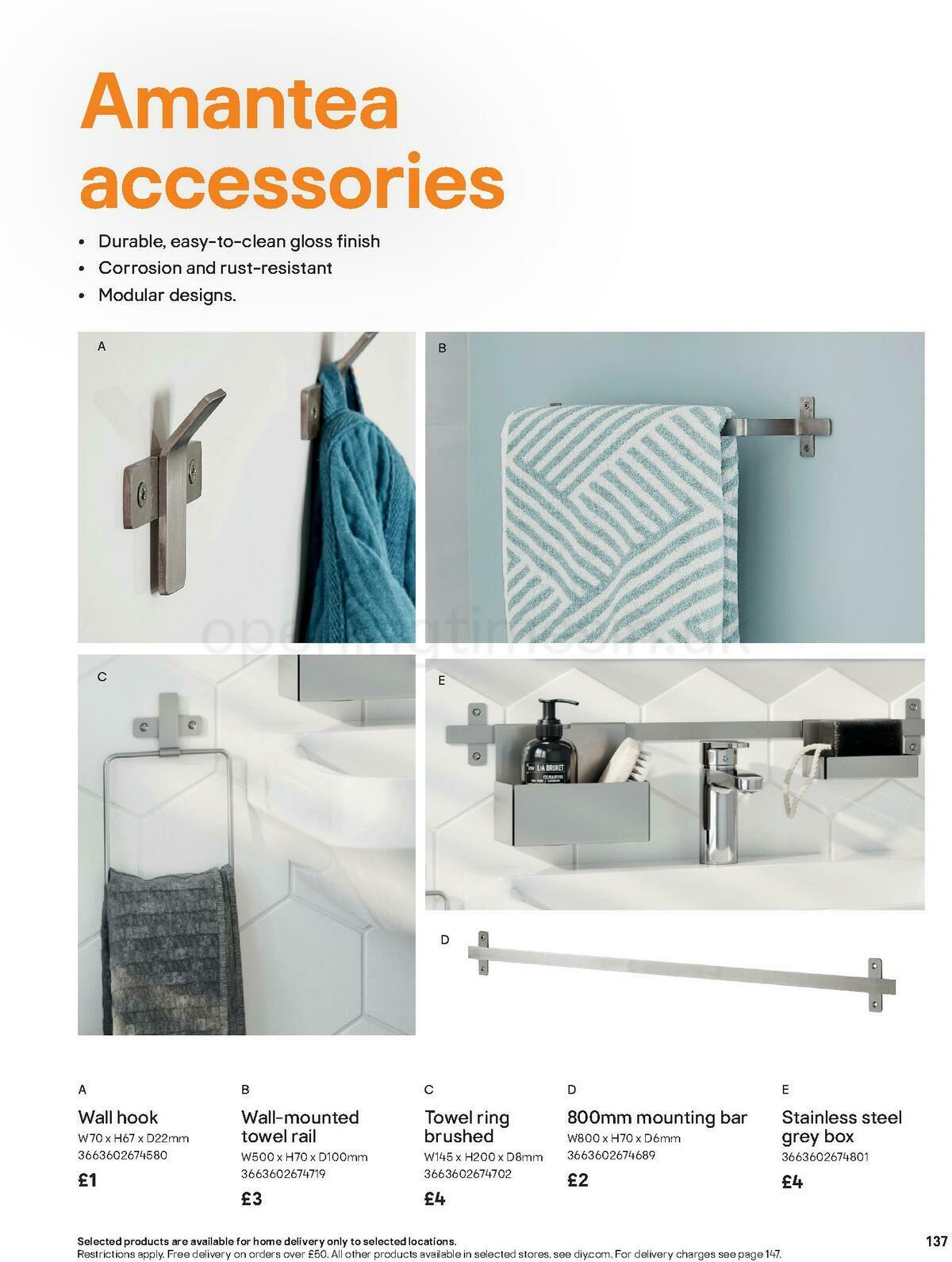 B&Q Bathroom Collections Offers from 1 November