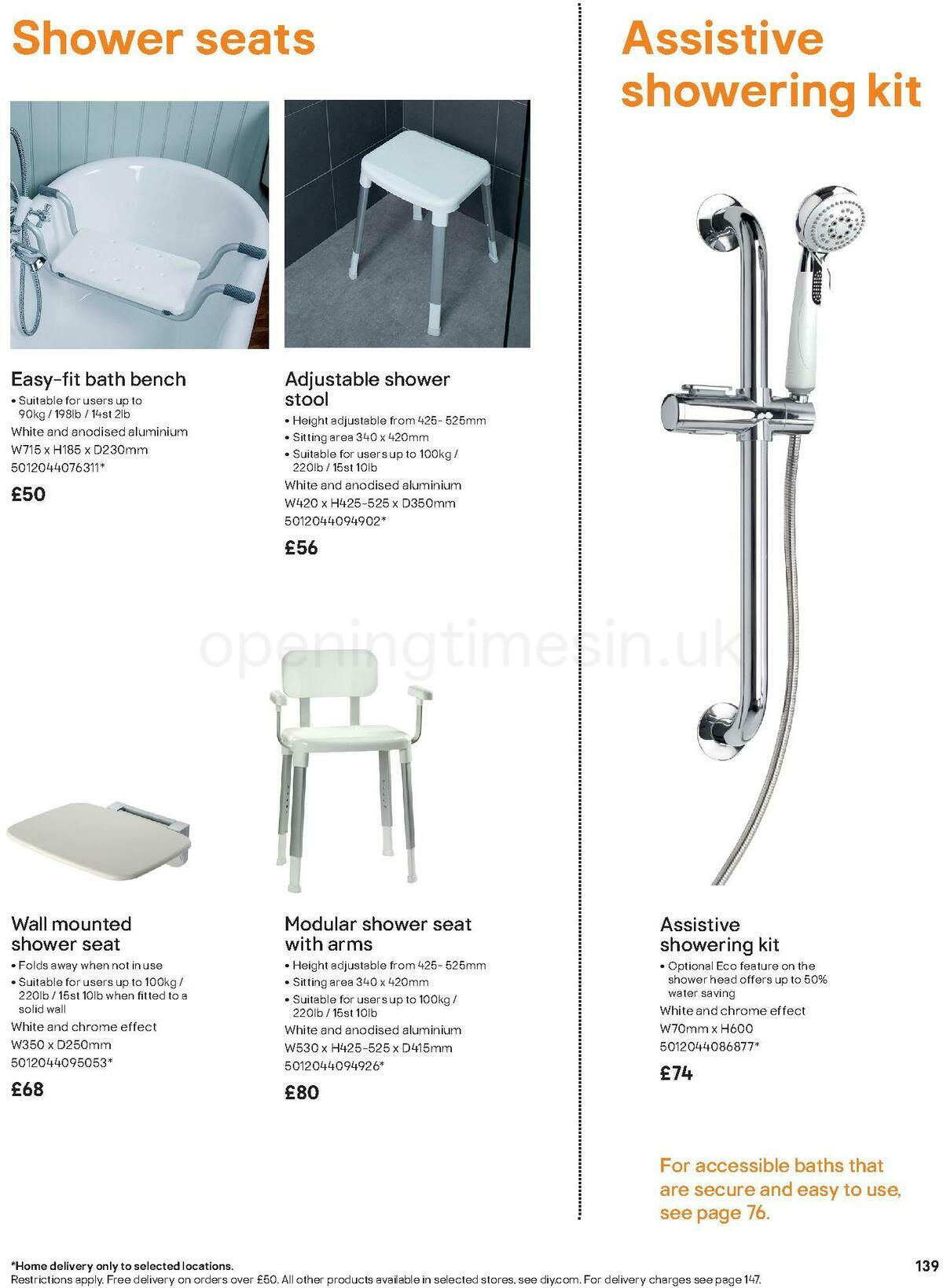 B&Q Bathroom Collections Offers from 1 November