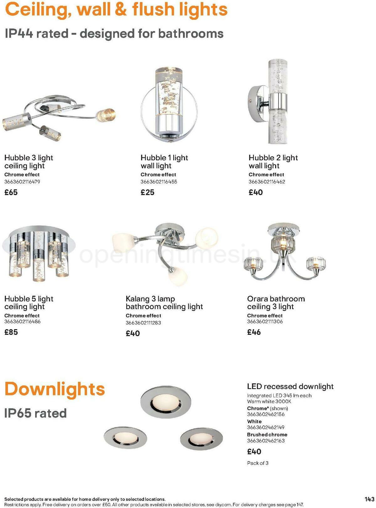 B&Q Bathroom Collections Offers from 1 November