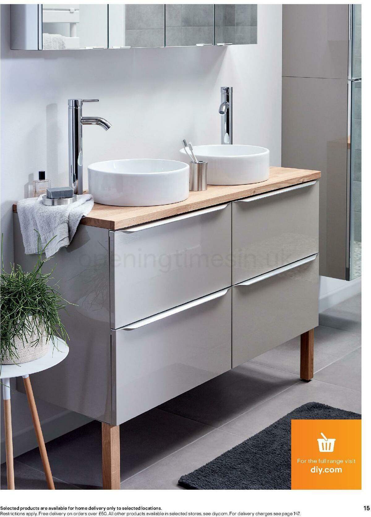 B&Q Bathroom Collections Offers from 1 November