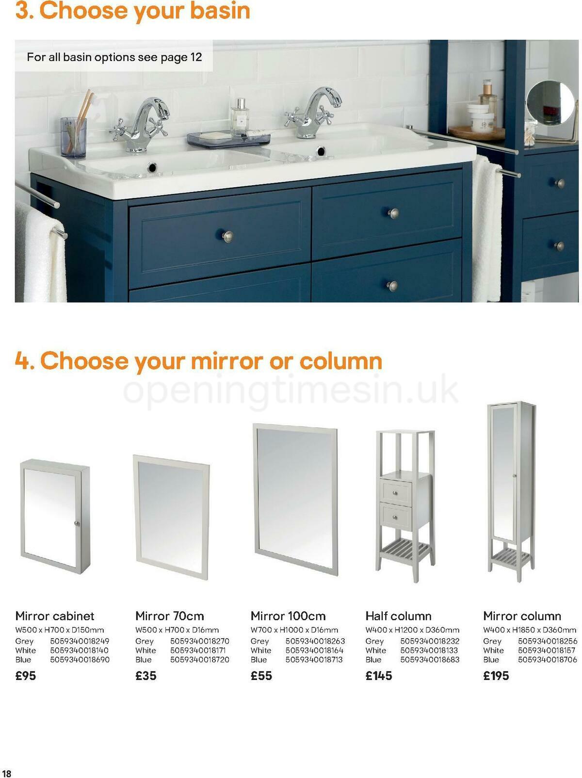 B&Q Bathroom Collections Offers from 1 November