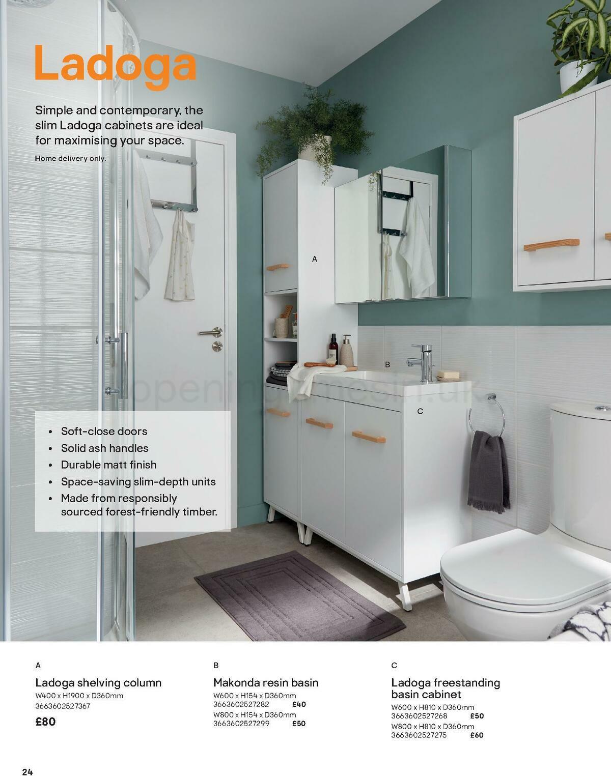 B&Q Bathroom Collections Offers from 1 November