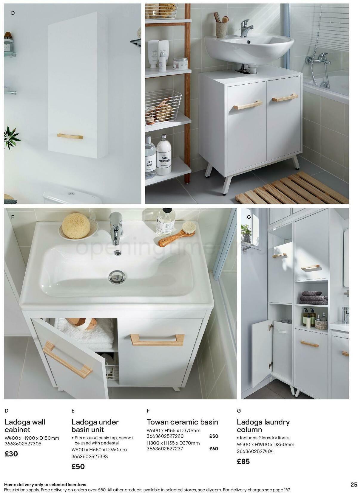 B&Q Bathroom Collections Offers from 1 November