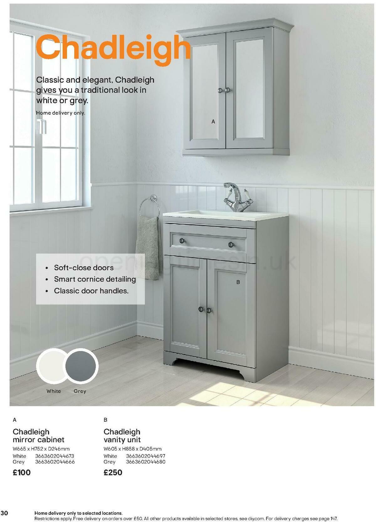 B&Q Bathroom Collections Offers from 1 November