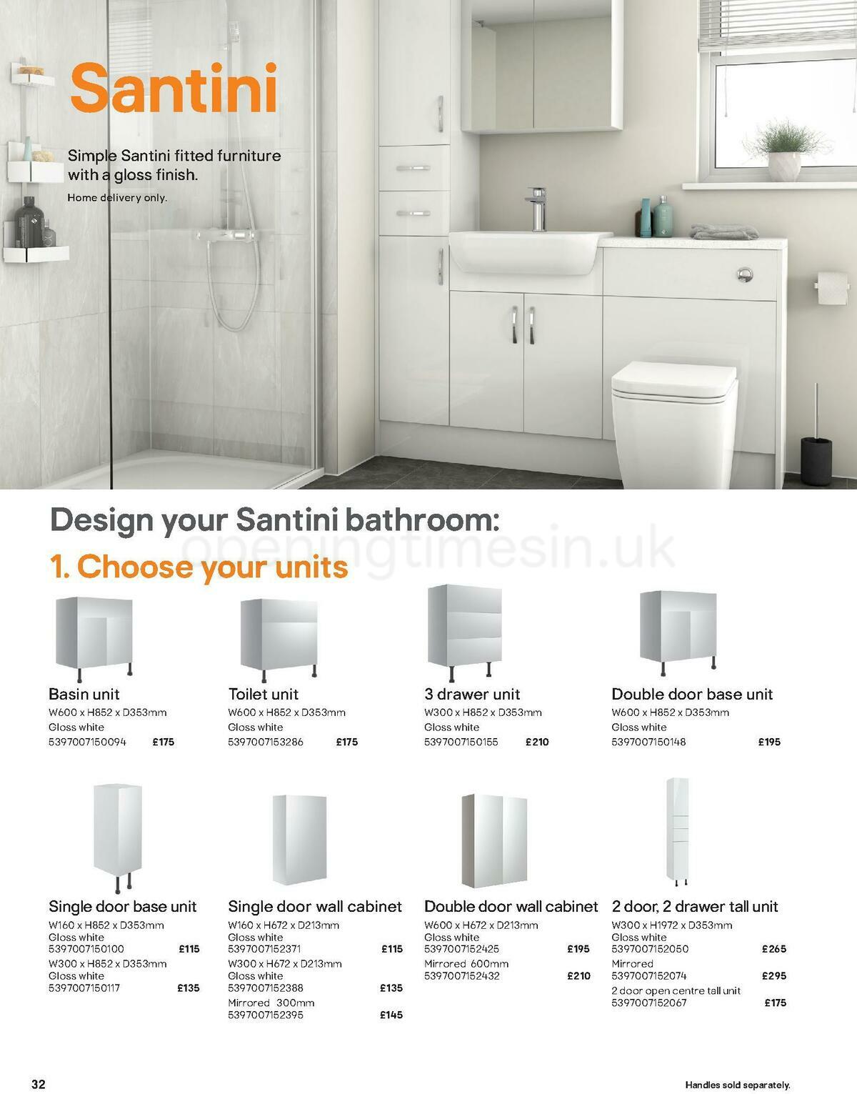 B&Q Bathroom Collections Offers from 1 November