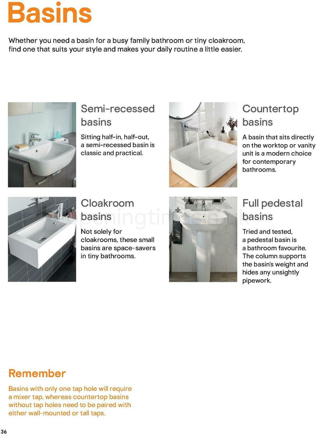 B&Q Bathroom Collections Offers from 1 November