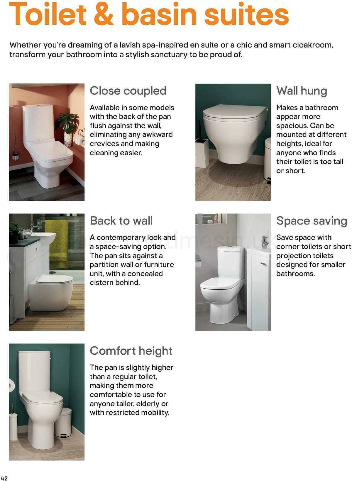 B&Q Bathroom Collections Offers from 1 November