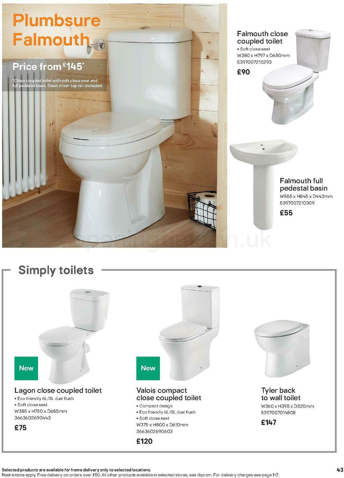 B&Q Bathroom Collections Offers from 1 November