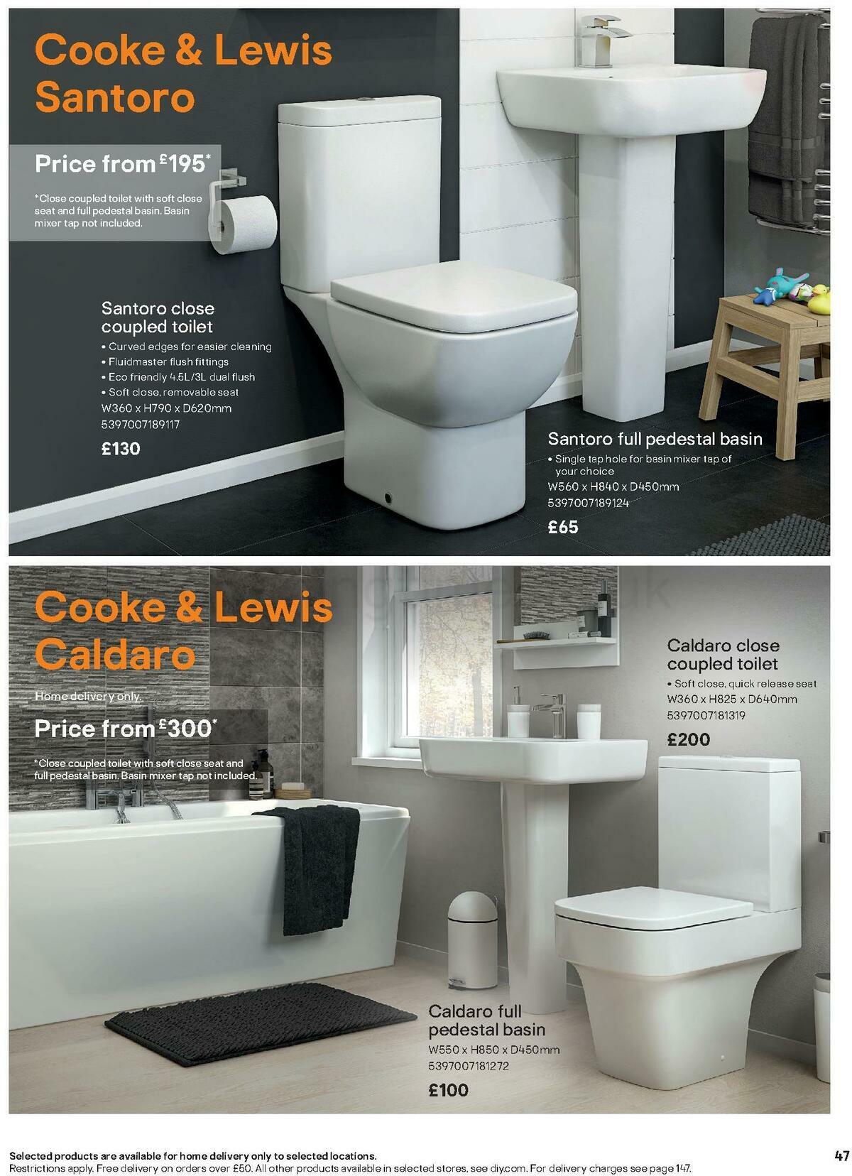 B&Q Bathroom Collections Offers from 1 November