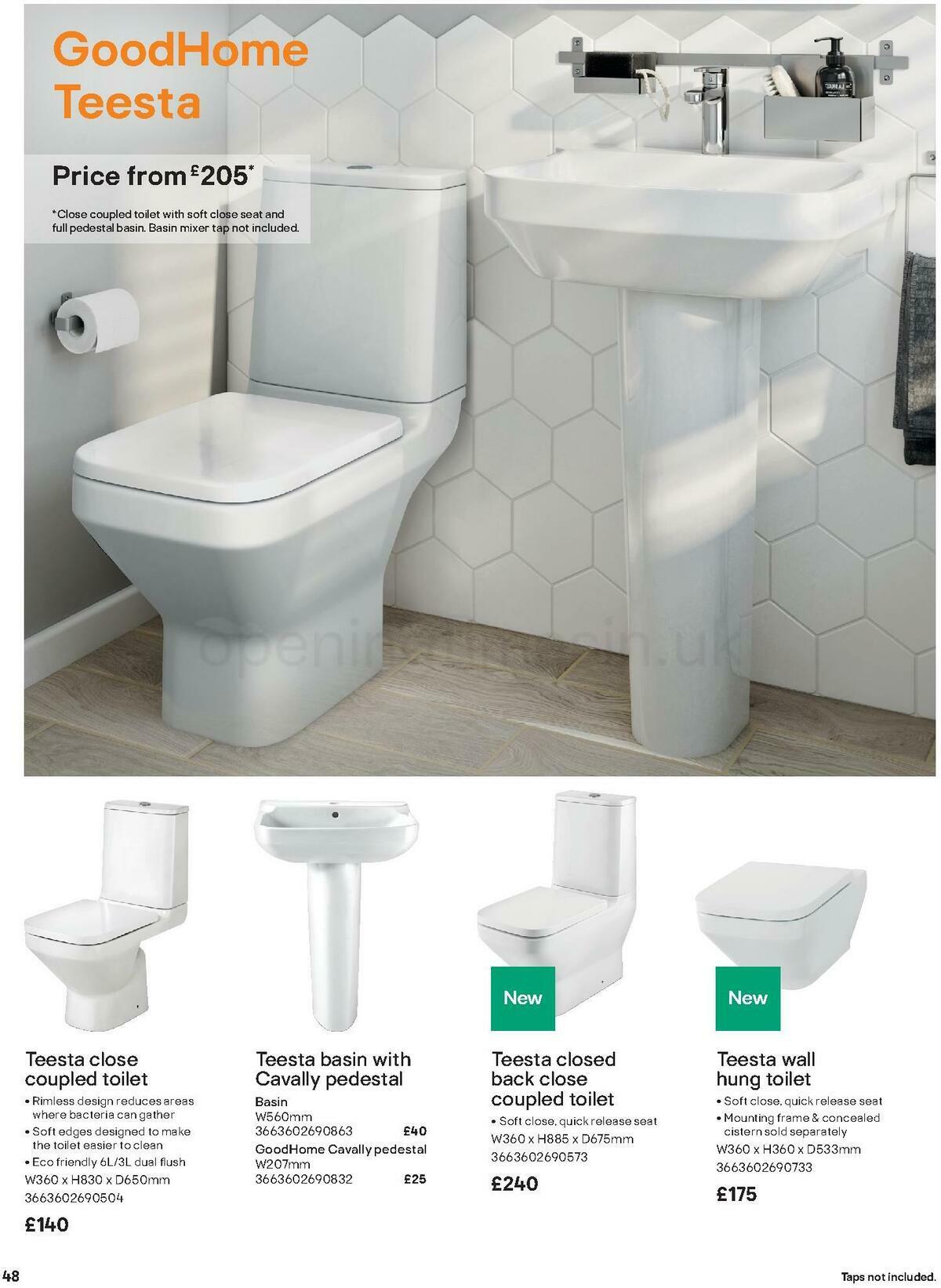 B&Q Bathroom Collections Offers from 1 November