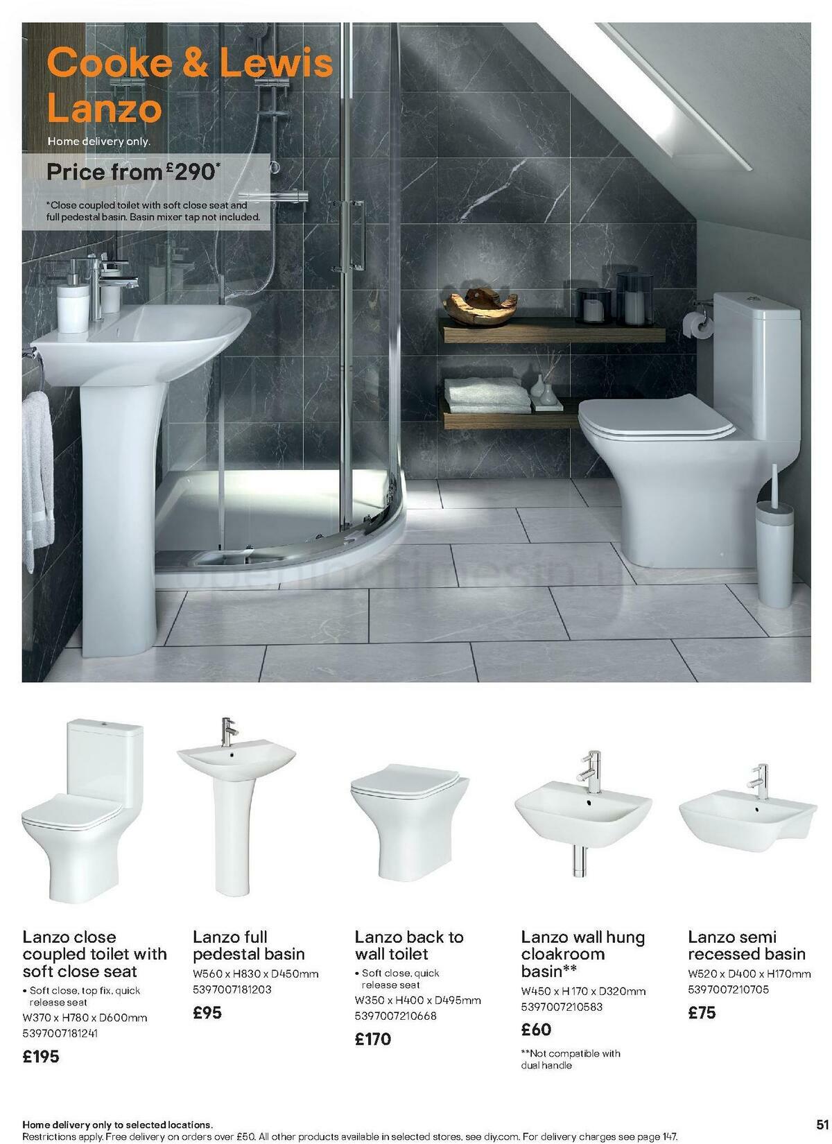 B&Q Bathroom Collections Offers from 1 November