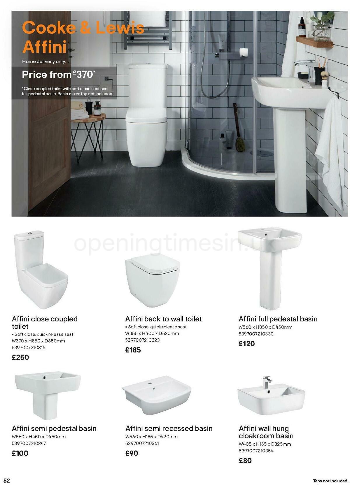 B&Q Bathroom Collections Offers from 1 November