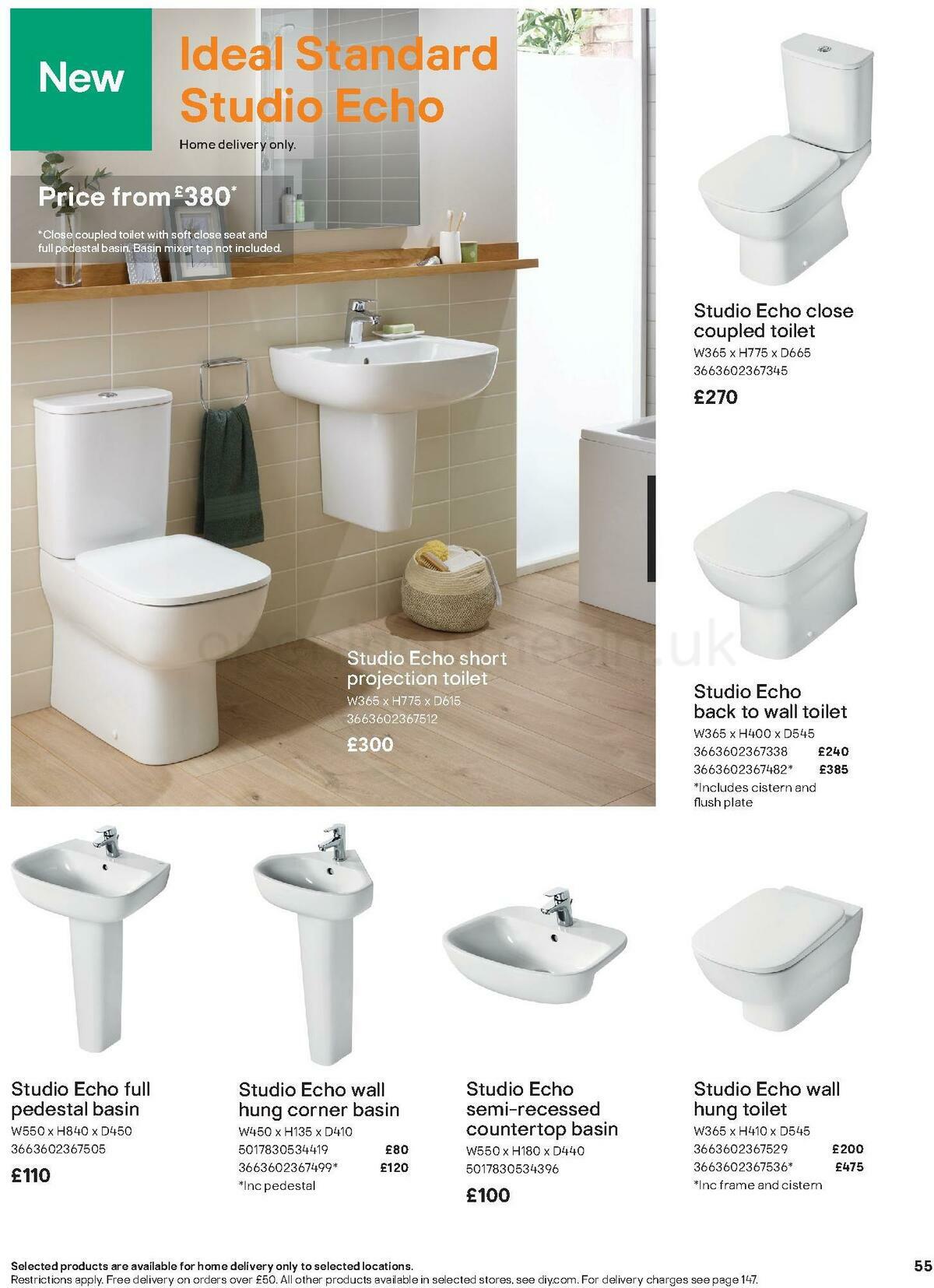 B&Q Bathroom Collections Offers from 1 November