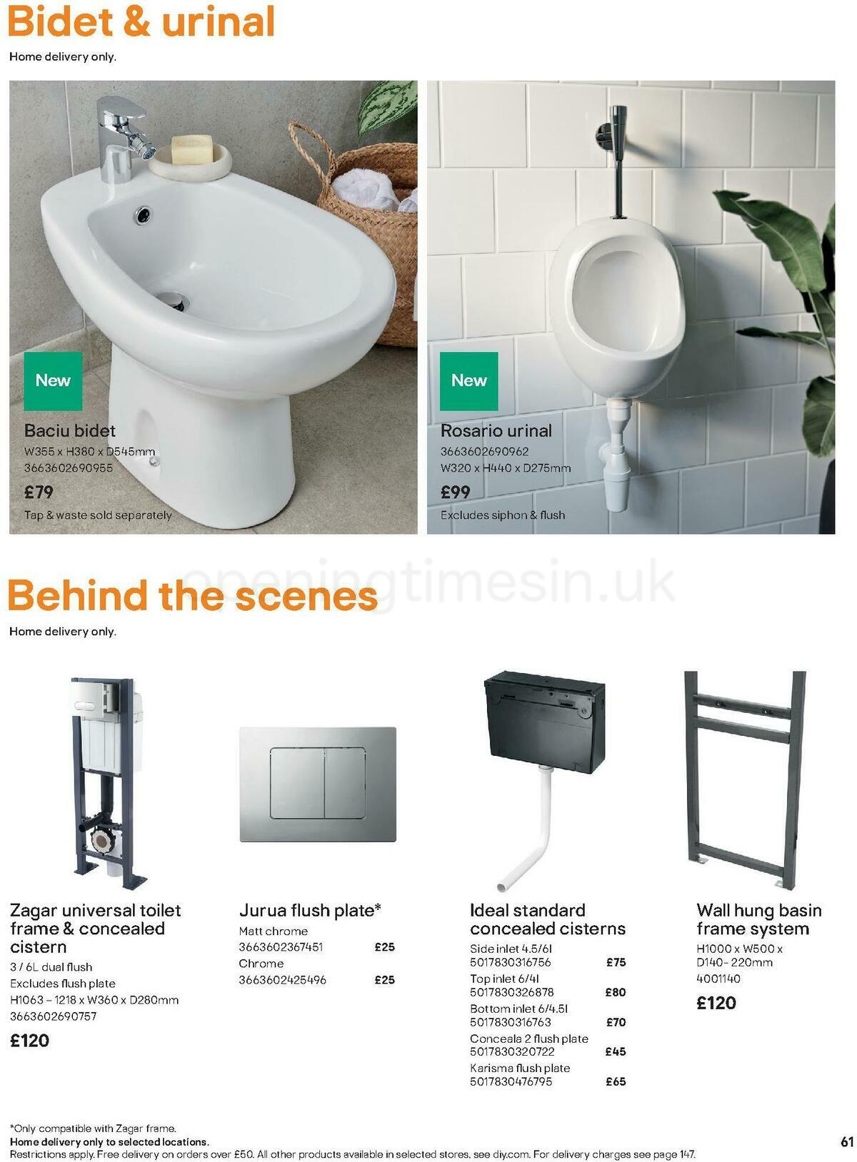 B&Q Bathroom Collections Offers from 1 November