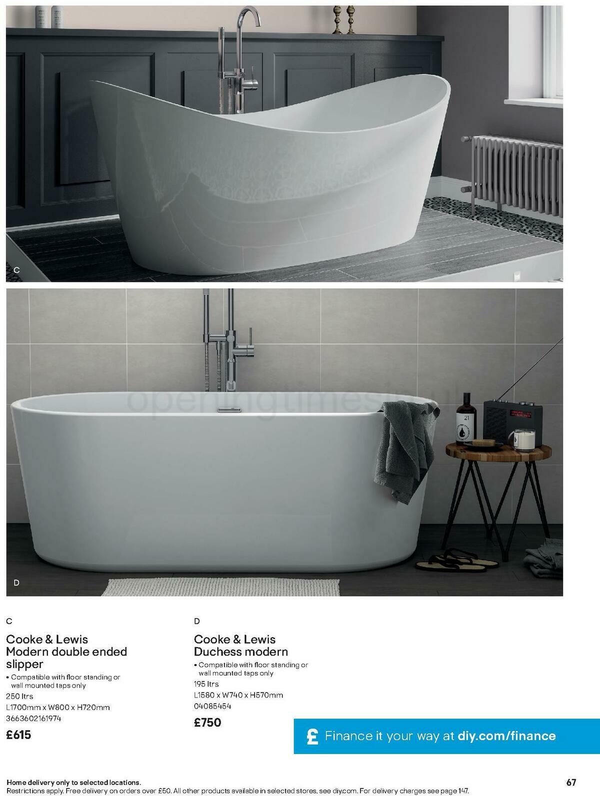 B&Q Bathroom Collections Offers from 1 November