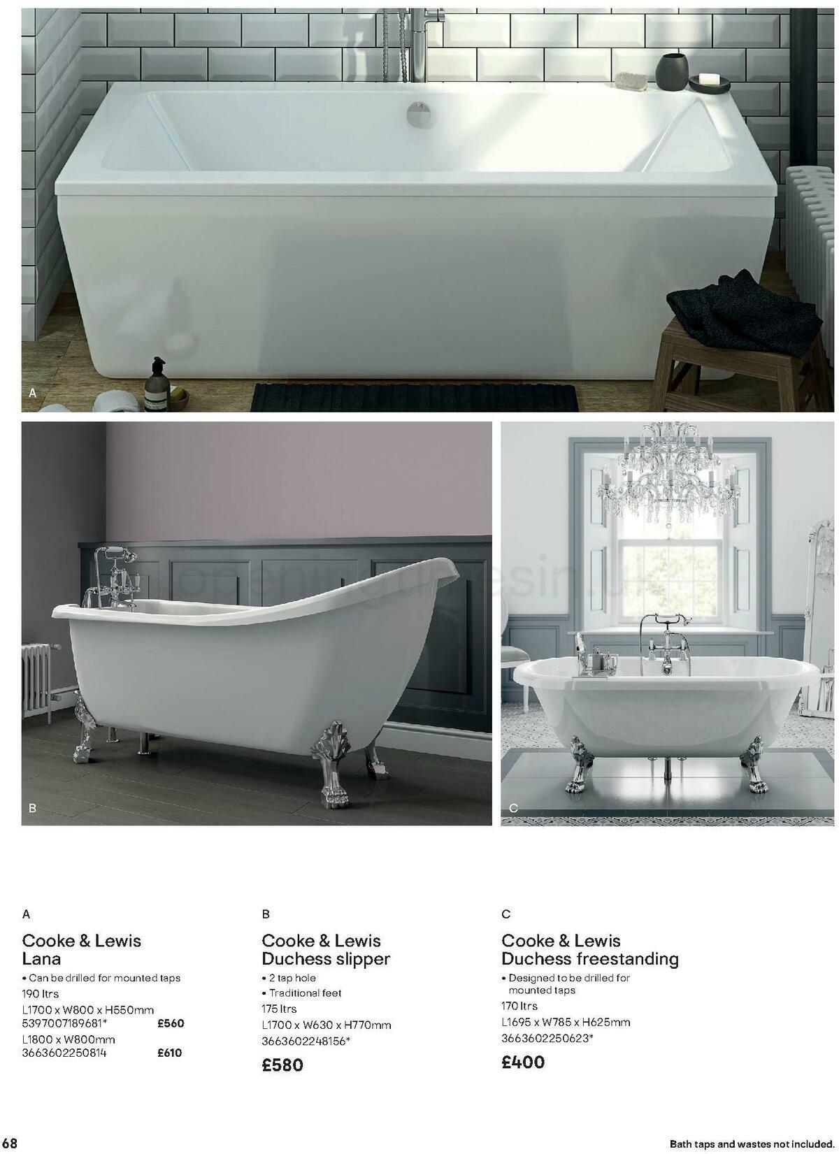 B&Q Bathroom Collections Offers from 1 November