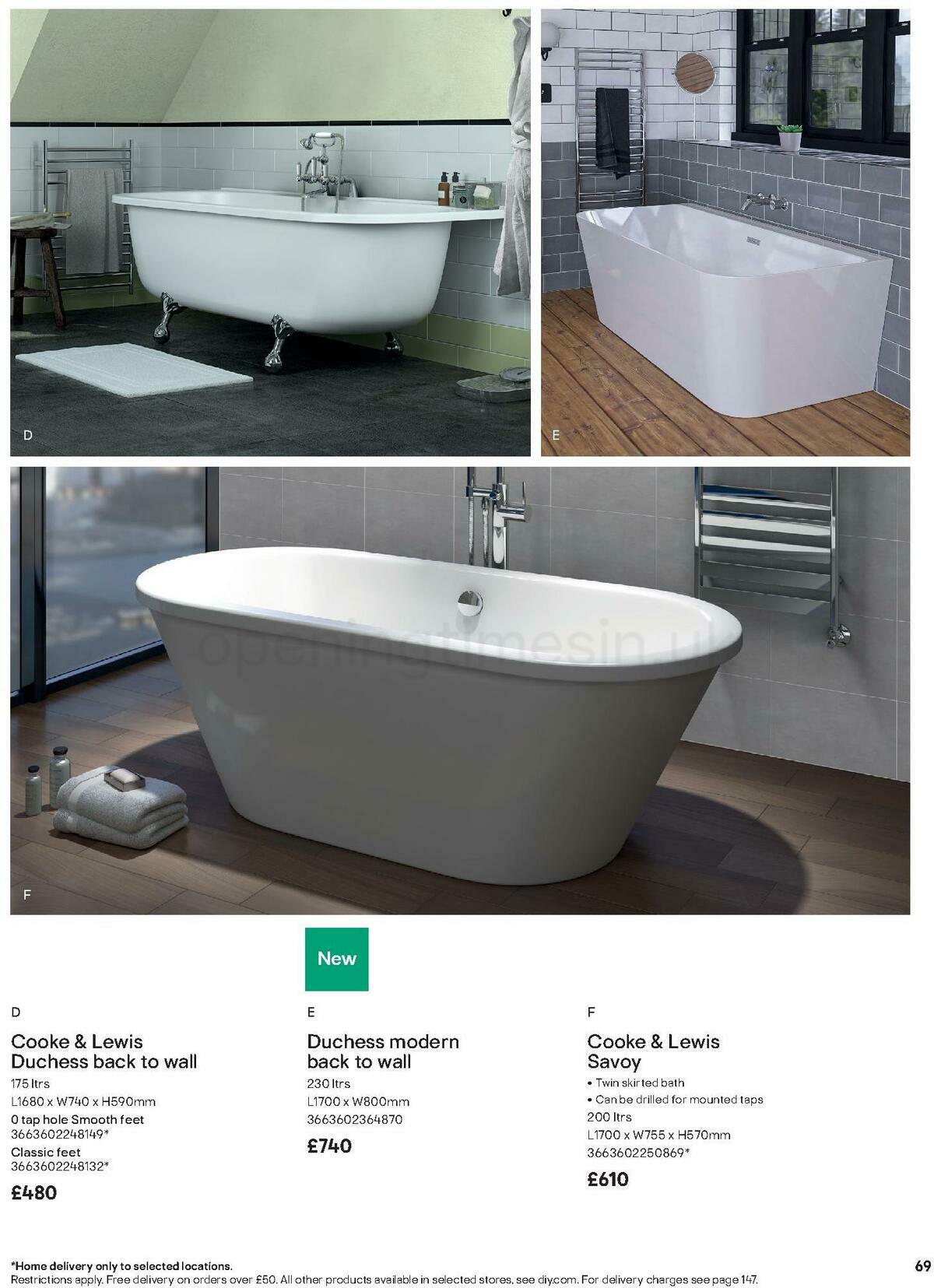 B&Q Bathroom Collections Offers from 1 November