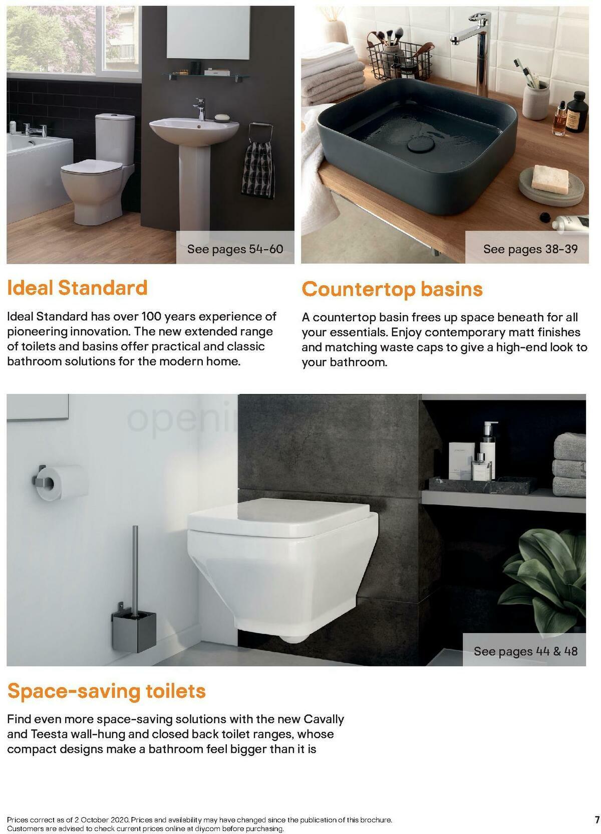 B&Q Bathroom Collections Offers from 1 November