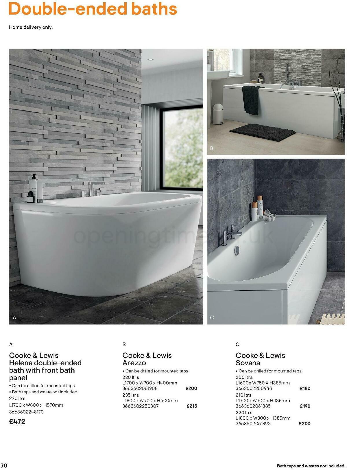 B&Q Bathroom Collections Offers from 1 November