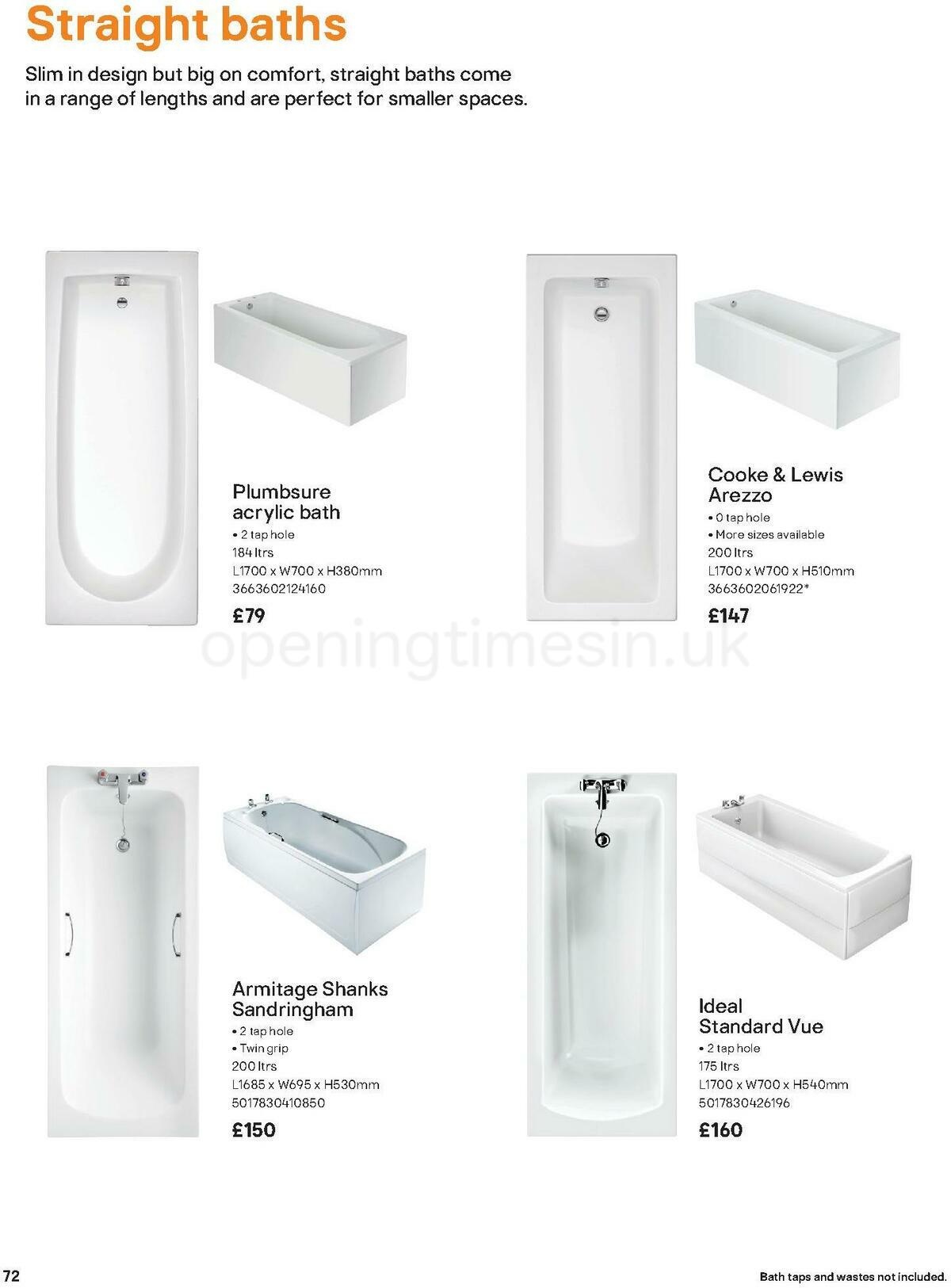 B&Q Bathroom Collections Offers from 1 November