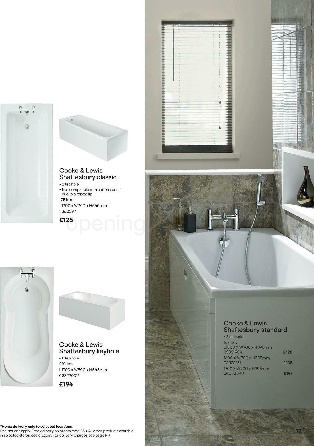 B&Q Bathroom Collections Offers from 1 November