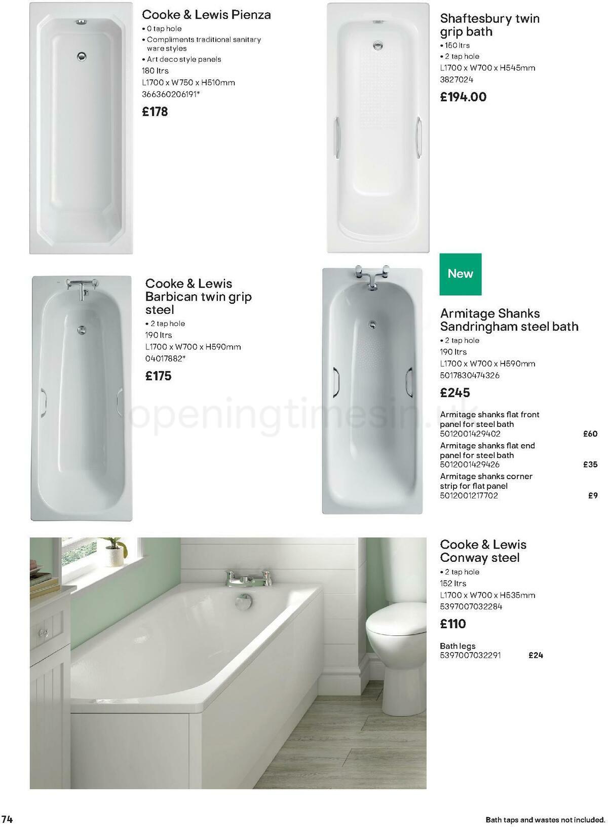 B&Q Bathroom Collections Offers from 1 November