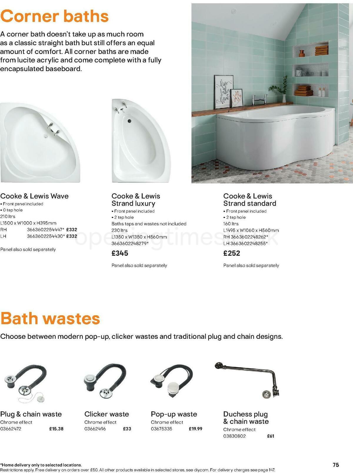 B&Q Bathroom Collections Offers from 1 November