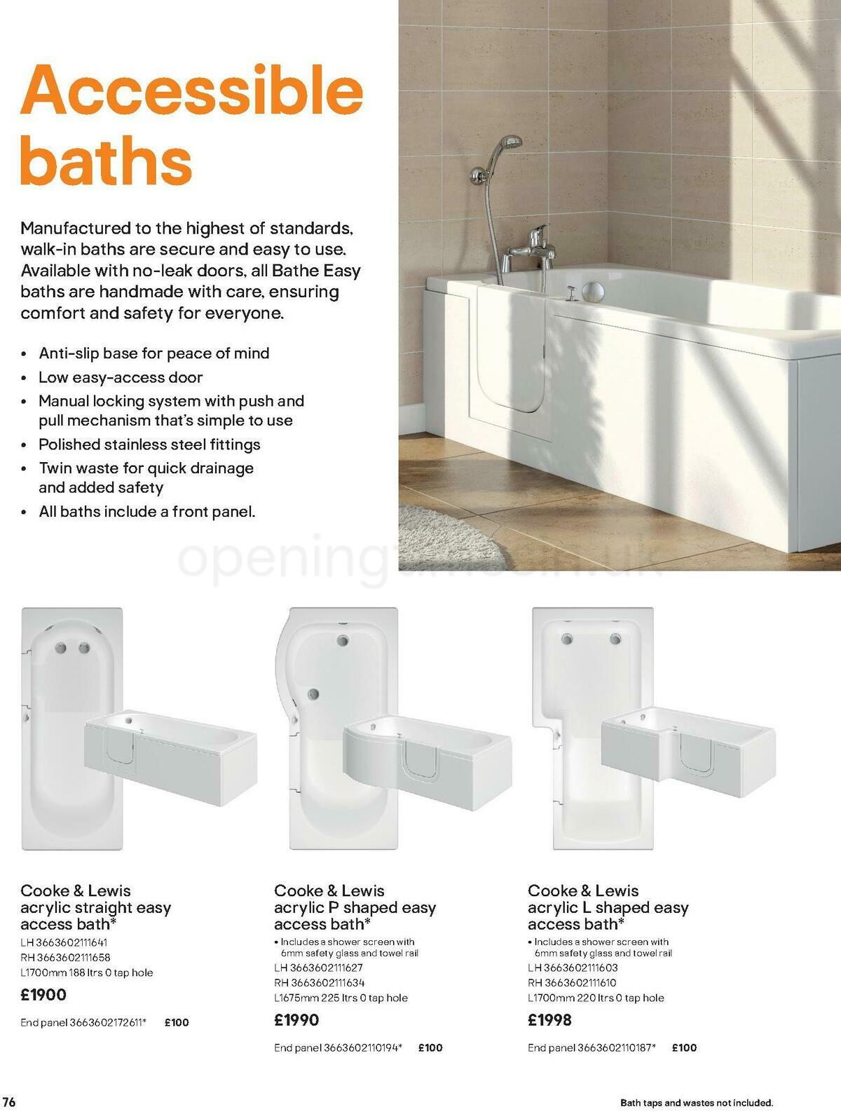 B&Q Bathroom Collections Offers from 1 November