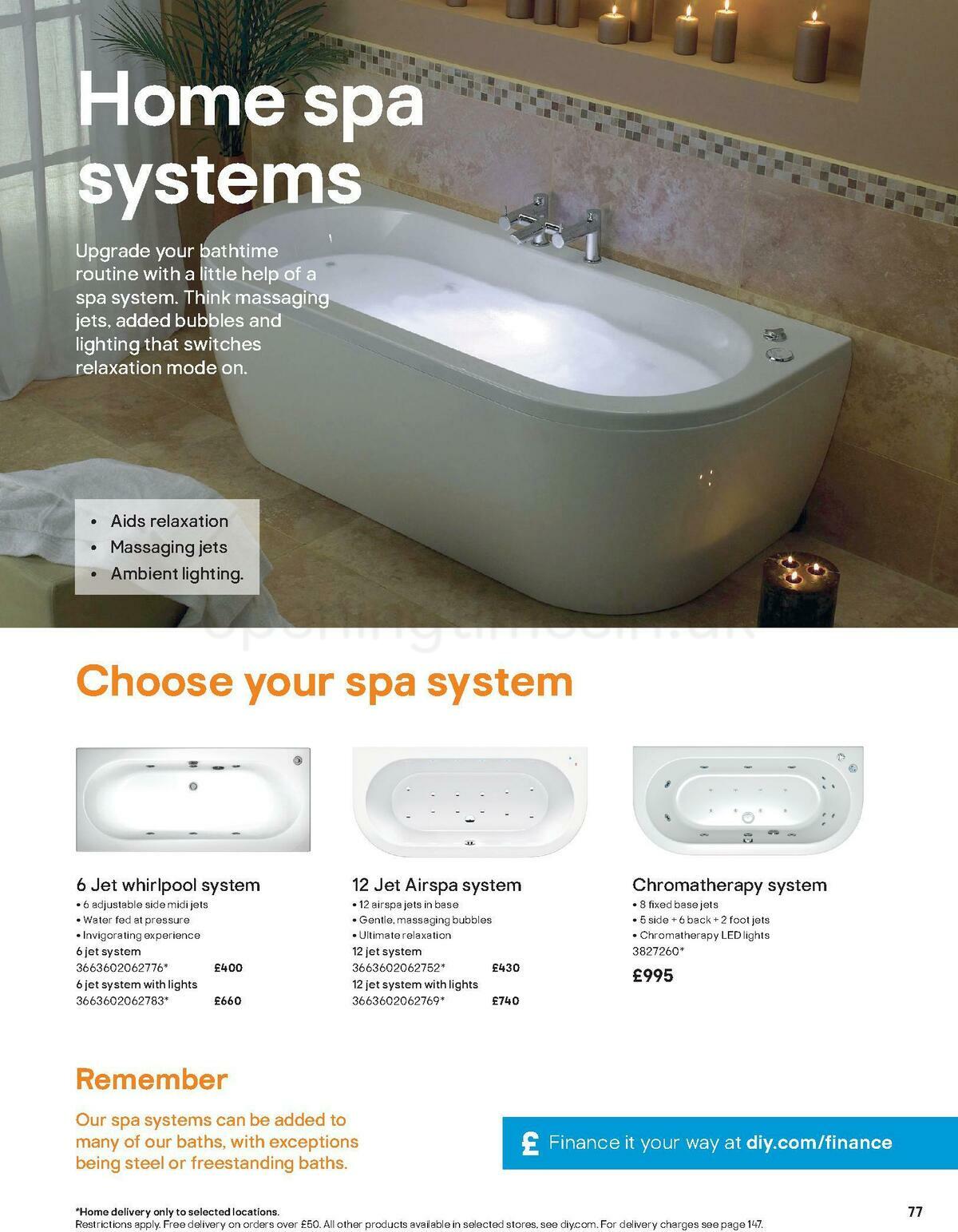 B&Q Bathroom Collections Offers from 1 November