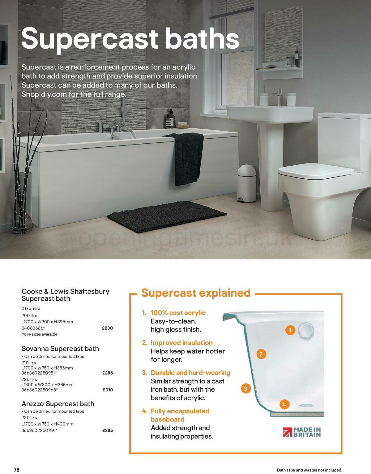 B&Q Bathroom Collections Offers from 1 November