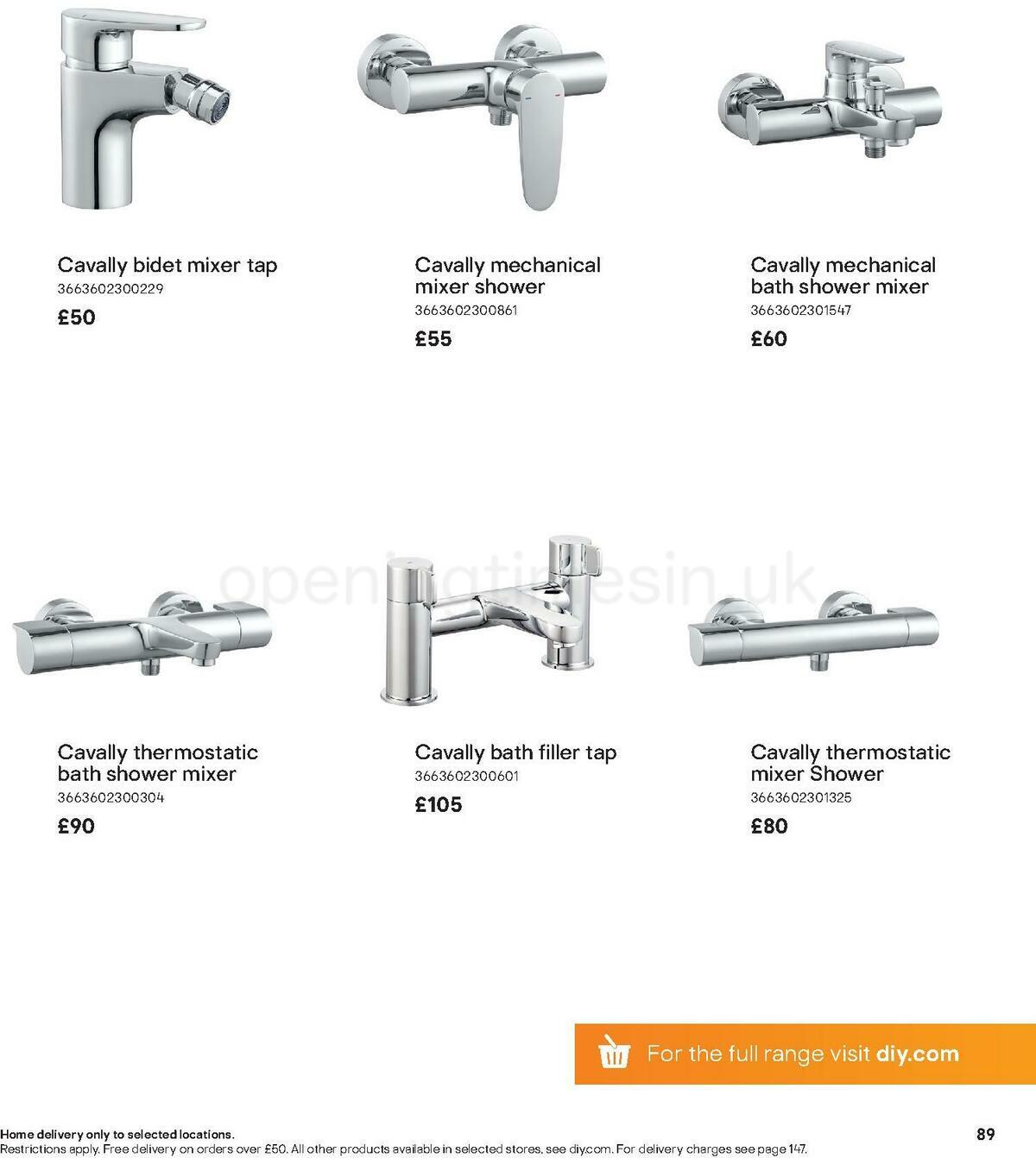 B&Q Bathroom Collections Offers from 1 November