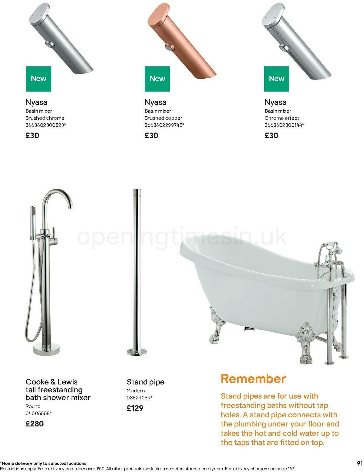 B&Q Bathroom Collections Offers from 1 November