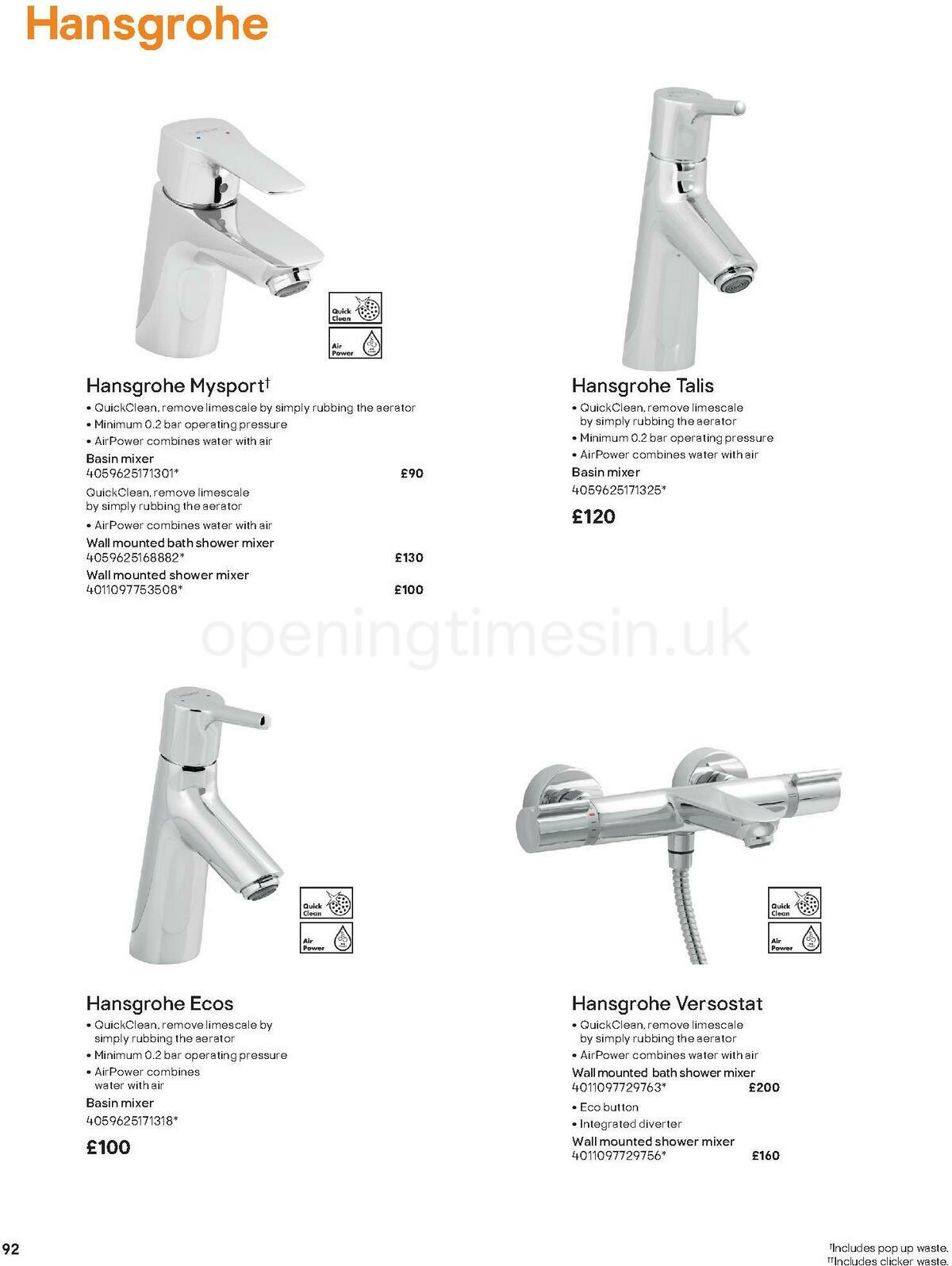 B&Q Bathroom Collections Offers from 1 November