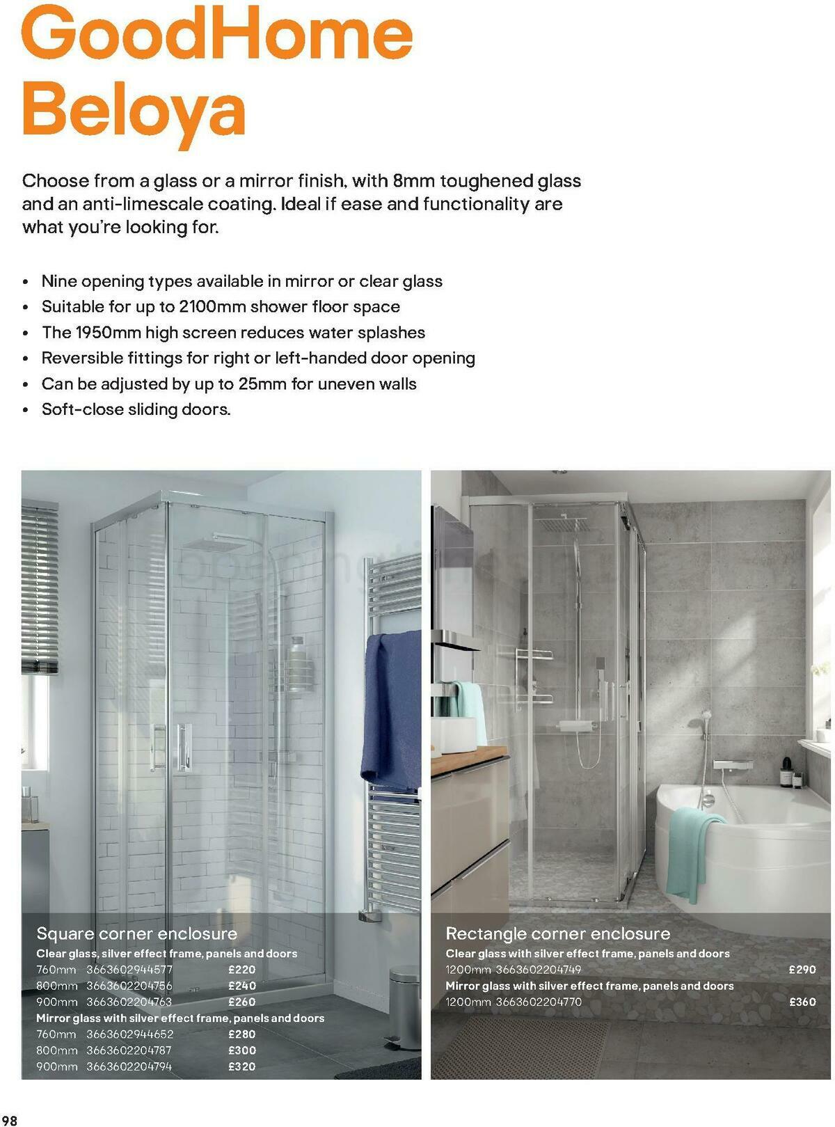 B&Q Bathroom Collections Offers from 1 November