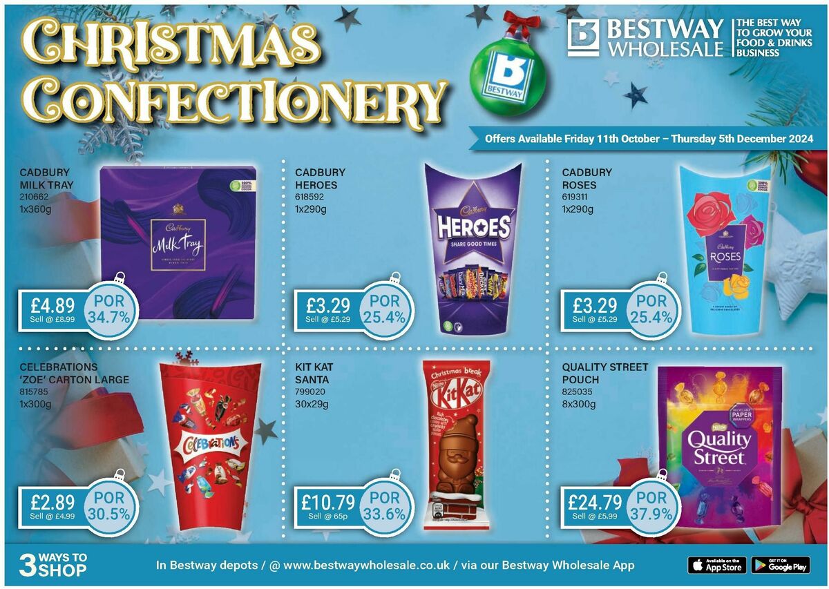 Bestway Wholesale Christmas Confectionery Offers from 11 October