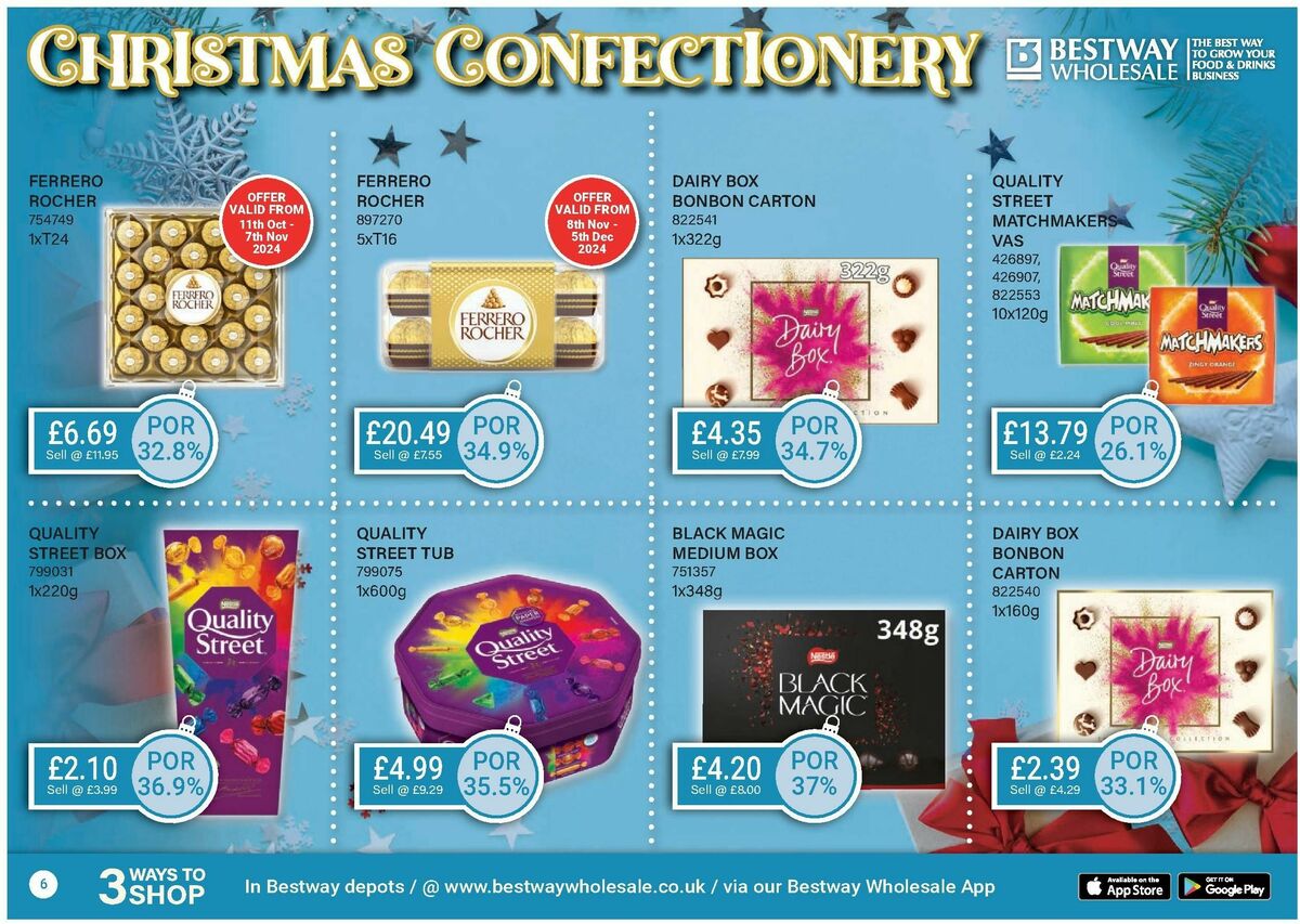 Bestway Wholesale Christmas Confectionery Offers from 11 October