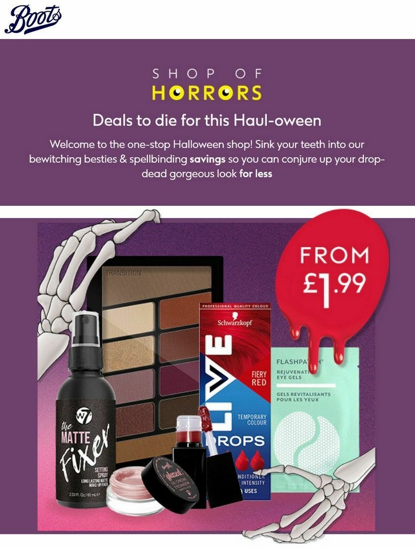 Boots Halloween Offers from 4 October