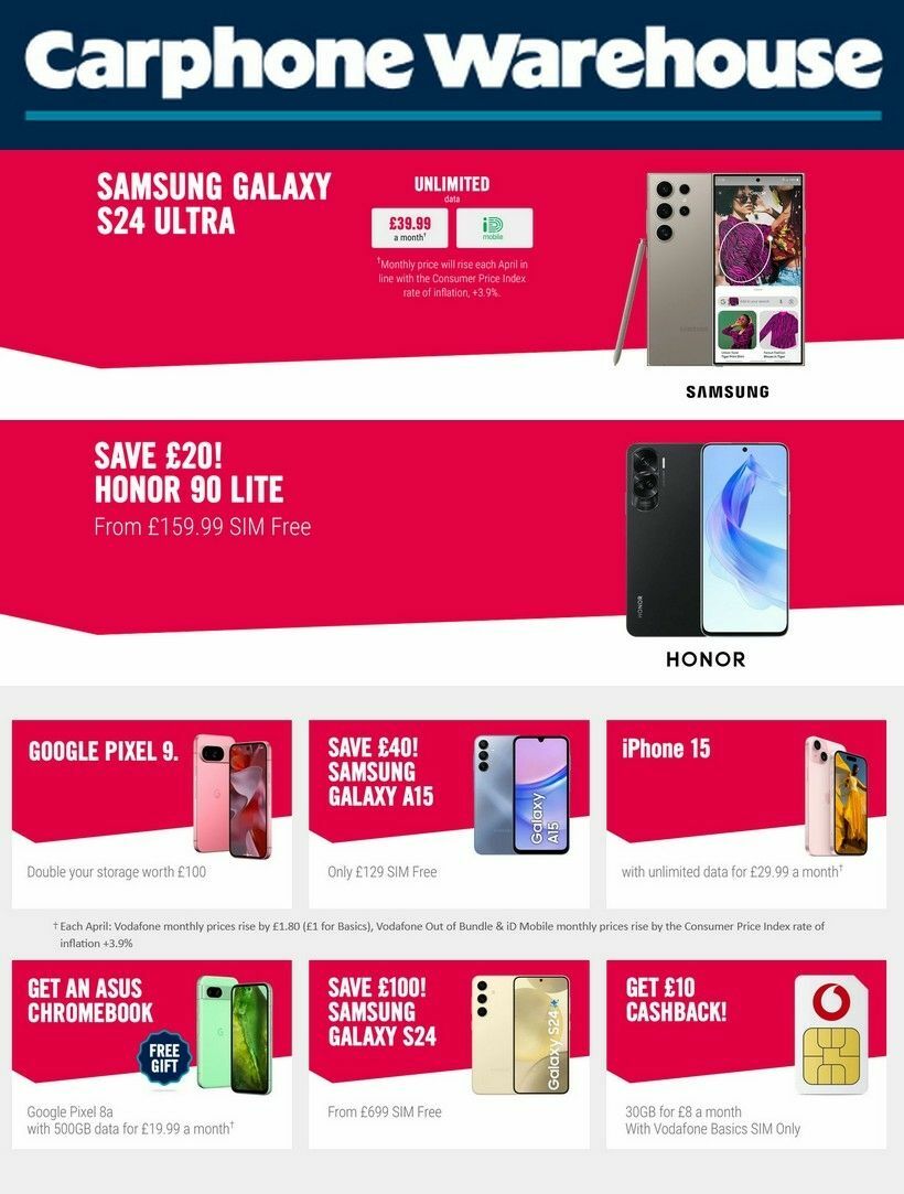 Carphone Warehouse Offers from 17 August